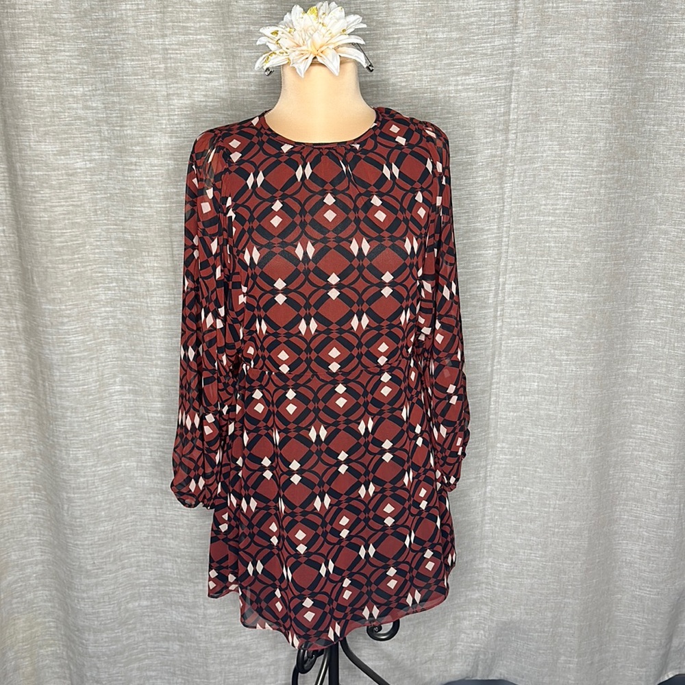 Zara Geometric Design Classy L/S Dress szL - Picture 1 of 8